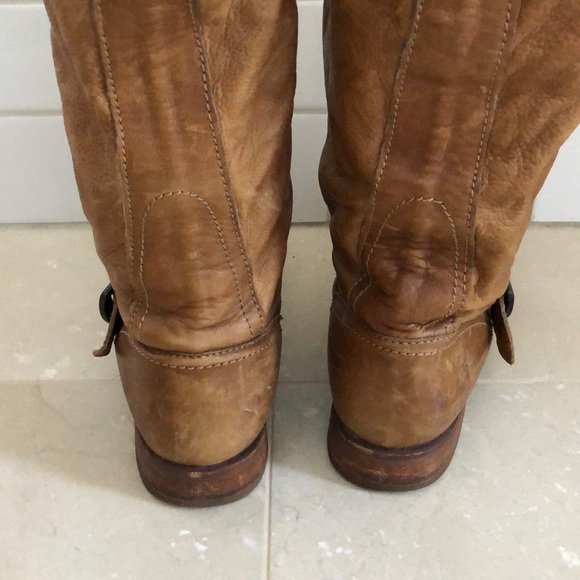 Frye Veronica Slouch Boots Camel Leather Size 8.5 - Picture 4 of 8